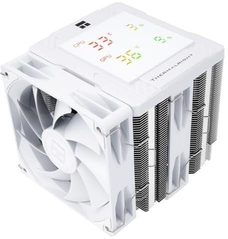 TR Peerless Assassin 120 Digital White, doble ventilador PWM de 120 mm con velocidad de 1850 rpm, soporte Intel lga1700 / 1851 / 115X / 1200, AM: AM4/AM5,