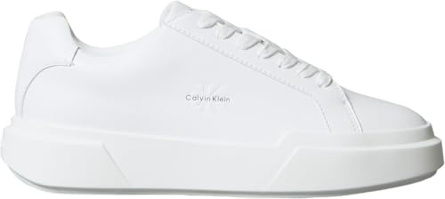Calvin Klein Donna Sneakers con Suola Preformata Chunky Laceup in Pelle, Bianco (Triple Bright White), 40