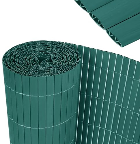 YRHome 90x300cm PVC Sichtschutzmatte Stabile W-Form Sichtschutzzaun Balkon Balkonsichtschutz Sichtschutz mit Kabelbindern Windschutz Wetterfest UV-beständig für Garten Terrasse, Grün