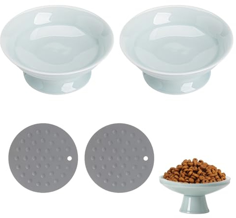 Katzennapf, 2 Stück 4.3CM Keramik Futternapf Aus Keramik Erhöhter Zervixschutz-Katzennapf Futternapf Katzen Für Katzen Mit Wasser, Trockenfutter, Nassfutter, Obstteller, Obst, Desserts