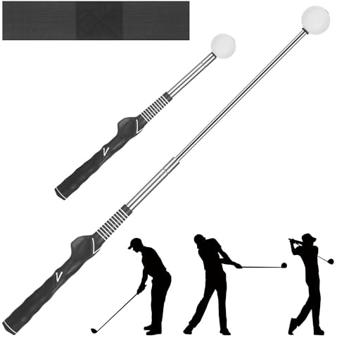 Starvortex Golf Swing Trainer med golf svängtränare för armarna, infällbar golf, svängtränare, golf, träningshjälpmedel för inomhus- och utomhusträning, golfträning, gåva för män kvinnor