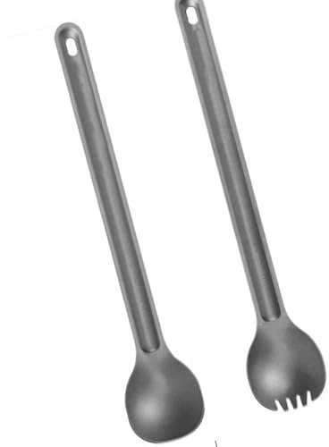 Pesoncarl Camping Spork and Camping Spoon Set, 8.58 Stainless Steel Long Handle Spoon and Spork, Portable Easy Wash Cutlery for Outdoor
