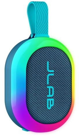 JLab Pop Party Ultrabärbar Bluetooth-Högtalare - 8H+ Speltid, Marinblå | 5W trådlös utomhushögtalare med RGB-belysning och kraftfullt ljud, IP55 vattenresistent