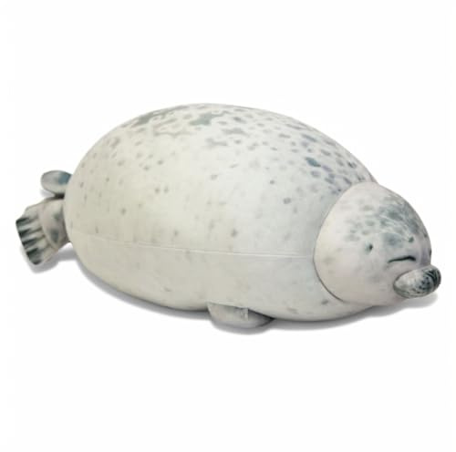 CHUNLINLAODA Seal Pillow Stuffed Animals Seal Plush Chubby Blob Seals stuffed cotton plush animal toy Huggable Plush Seals Pillow Soft Animal Cute Ocean Pillows Pets Grey(20CM) (White)