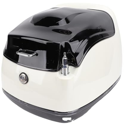 Universal Motorcycle Top Case, 38L Retro -Wasserdichtungsmotorrad -Schwanzbeutel mit Schloss und Schlüssel, Motorrad -Kofferraum -Box Moto Top Box für Elektrobikes Roller Passen (Weiß + schwarz)