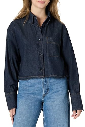 Amazon Essentials Camicia Button Down in Denim,Oversize Donna, Risciacquo, M