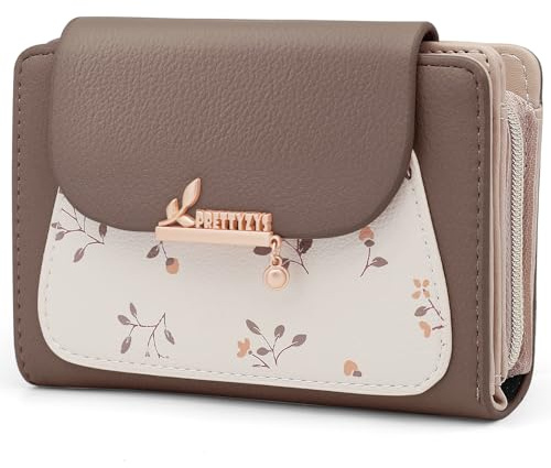REETEE Portefeuille Femme en Cuir PU Porte Monnaie Femme Petit Format Porte Feuilles pour Femme avec 10 Porte Carte, Porte-Feuille Femmes Zippé Pochette à Monnaie (A-Marron)
