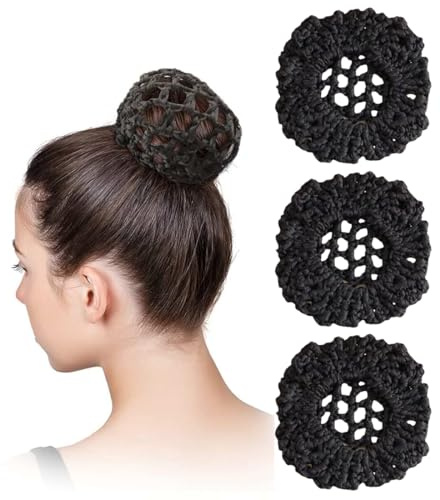 ZORVYN 3 retine per chignon da ballerina con elastici per capelli per una tenuta perfetta dello chignon. Rete annodata per capelli folti e sottili per bambini.