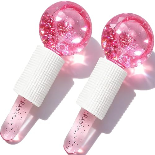 Facial Ice Ball 2PCS, Suitable for The Eyes Neck Cool Glass Rollers Effectively Reduce Puffiness and Dark Circles Tighten Skin and Promote Blood Circulation