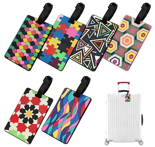 Etiquetas de Equipaje, 6 Piezas Etiqueta de Equipaje, Etiquetas Maletas Viaje Vehículo, Bolso ID Tag, Multicolor Etiquetas, para Equipaje de Avión, Viaje Bolso, Maleta, Etiquetas de Identificación