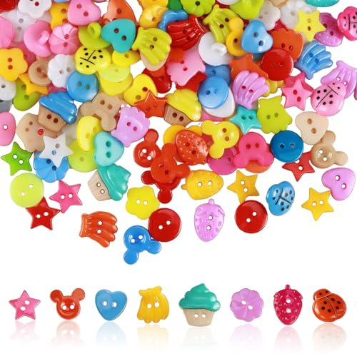 Kinderknöpfe Babyknöpfe, 225 Stück Bastelknöpfe Nähknöpfe Dekoknöpfe Kleine Knöpfe für Diy Basteln Nähen Handwerk Scrapbooking Painting Geschenk Dekorieren 10 Muster