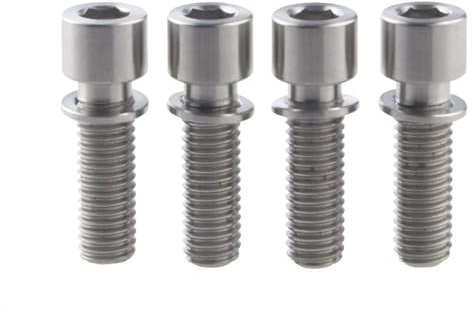 Titanschraube M7x20 mm Vierkantkopf-Innensechskantschraube mit Unterlegscheibe for Fahrradteile, 4er-Pack