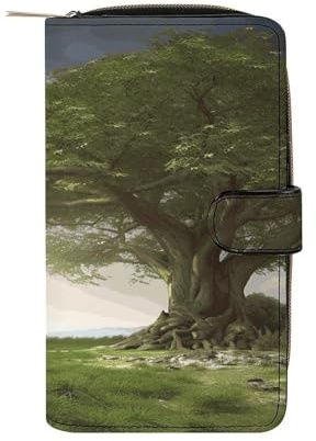 VstaDank Porte-monnaie multifonction en cuir avec motif d'arbre avec branche, porte-cartes de crédit, pince à billets, porte-monnaie