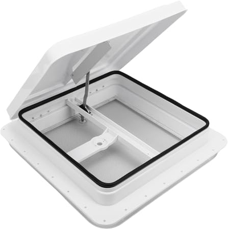 Oreilet 14x14in RV Roof Vent Kit, Manual RV Trailer Roof Vent Hatch Skylight, Air Circulation, White Lid, Universal for Rvs Trailers Motorhome, for Jensen,