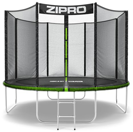 ZIPRO Trampolín Exterior Rectangular para Jardín Trampolín Suelo Grandecon Red de Seguridad Lona e Salto Escalera y Cubierta Protectora Estable - JumpPro out 312 Cm