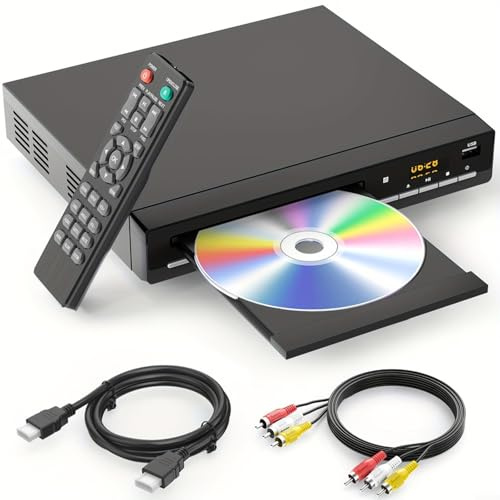 Tidgel Region Lettore DVD per Smart TV, Upscaling 1080P con & per rca, supporto multimediale USB per CD VCD MP3 Home Entertainment System