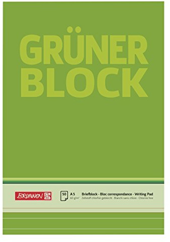Brunnen 1052437 Notepad/Notepad/Green Block (A5, Lined, 50 Sheets, 60 g/m²)