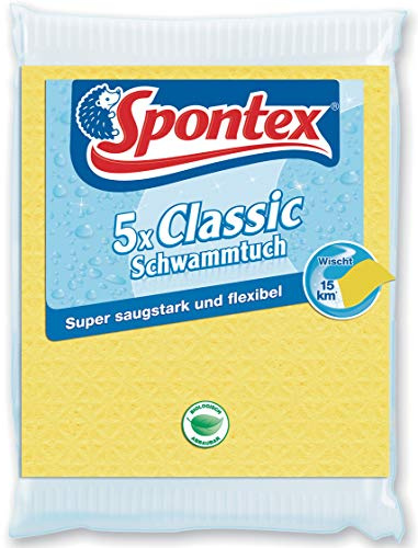 Spontex Classic Schwammtuch, 5er Pack - Saugstark und reißfest - (3x5 Stk.)