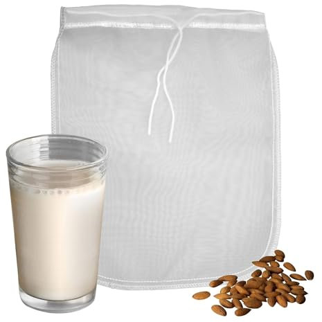 OmniBlend Nussmilchbeutel aus Nylon I Nussbeutel zur Herstellung von Nussmilch/Käse/Pflanzenmilch & Quark I hochwertiges Siebtuch Passiertuch waschbar I Passiertuch wiederverwendbar zum Entsaften