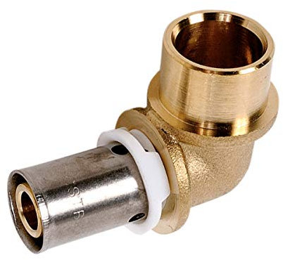 Raccord PER coudé 90° à sertir - PER/Cuivre diamètre 12 mm - PB tub