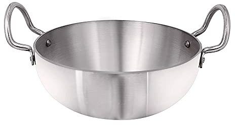 Satre Online and Marketing Aluminium Kadai Size No-12, Kadhai Frying Pan,Thickness 4 mm -Color-Silver