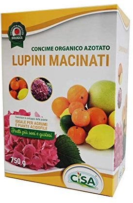 Cisa Lupini Macinati Concime Biologico per agrumi, limoni, aranci e piante acidofile, concime per agrumi organico azotato 750gr