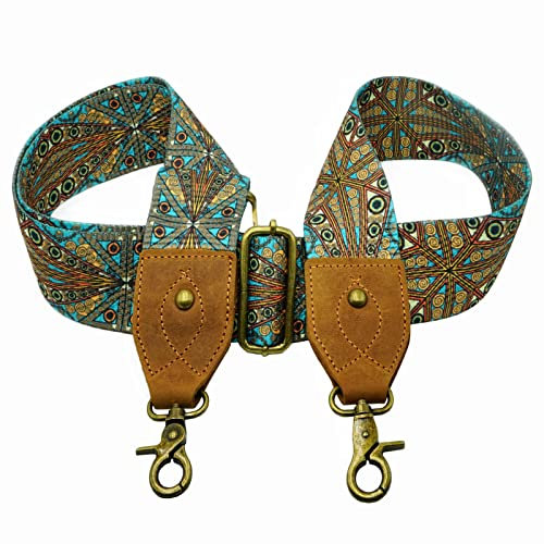 Lebensstyle Taschengurt breit Schultergurt Riemen für Handtaschen/Taschen Taschenriemen Ersatzriemen bunt Vintage Pattern mit echtem Leder End