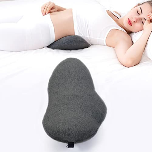 Qchomee Lumbar Back Support Pillow Memory Foam Pregnancy Sleeping Waist Wedge Cushion Lower Pain Relief Cushions Sciatica for Bed Car Seat, Deep Grey