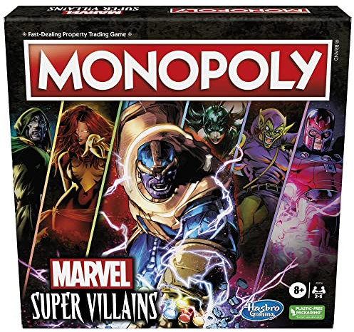 Monopoly Marvel Super Villains Edition Board Game, Ages 8+, Family Strategy Game with 6 Villain Tokens