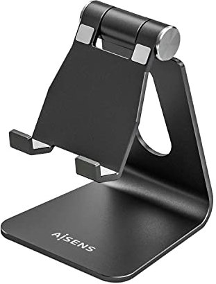 AISENS Soporte De Sobremesa Tamaño M Ajustable (1 Pivote) Para Movil / Tablet. Negro