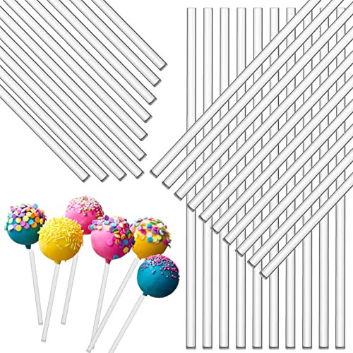 Abeillo 50 Palitos para Cake Pop, Palitos Acrílicos de 6 Pulgadas para Piruletas, Palitos Transparentes Reutilizables para Hacer Dulces, Cupcakes, Tartas, Postres (15cm)