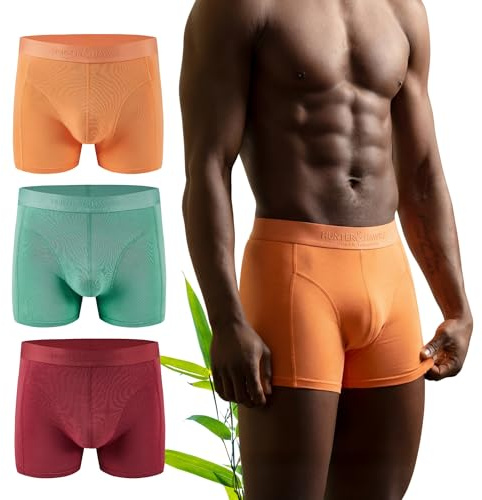 Hunter&Hawks Confezione da 3 Boxer da Uomo in bambù Taglie S-6XL Intimo Morbido Antibatterico e Traspirante Boxer Freschi e Asciutti Slip Anti Sfregamento Multicolore Multipack
