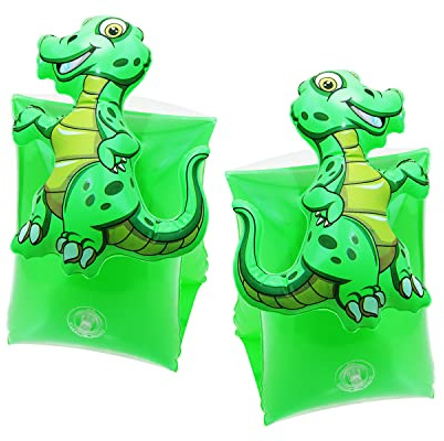 Swim Arm Floats Penta Angel 2Pcs PVC Cute Cartoon Inflatable Arm Band Flotation Sleeves Tubes Blow Up Water Rings for Kids Summer Outdoor Swimming Pool Beach Party (Dinosaur)