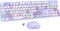 Zienstar-Pack de Teclado y Ratón Inalámbrico Español,Tecla Redondas Retro Vintage,Multicolores-Morado