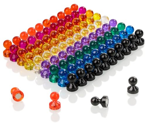 90 PCS Colorful Strong Magnetic Push Pin Magnets, 9 Assorted Color Magnetic Push Pin Magnets for Office, Classroom, Kitchen Home and School, Map Magnets, Whiteboard Magnets