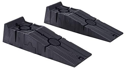 DURHAND Set 2 Rampe di Carico per Auto in Plastica con Carico Massimo 5 Tonnellate, Pedane per Auto Salvaspazio per Manutenzione, 91x30x21 cm, Nero