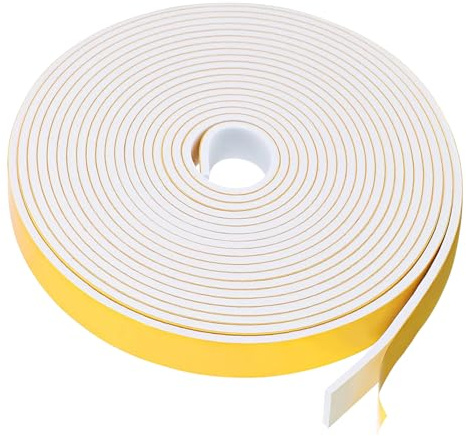 Luckious Window Windscreen Tape - Self-Adhesive Foam Tape, Moisture Barrier, Window and Door Seal, Wind and Waterproof Foam Seal for Gap Sealing, Wind and Sound Proofing (White, 6 X 3 Mm/6m Long)