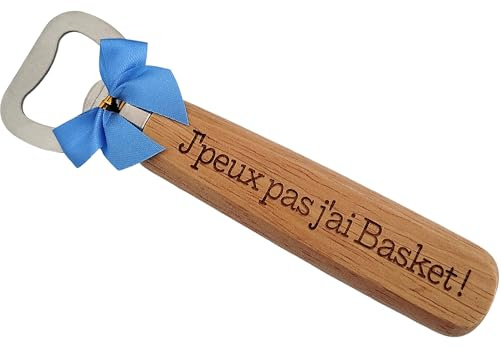 Décapsuleur Basket-Ball en Bois Gravé et Personnalisé sur le Thème du Basket - Cadeau Fan de Basket Original pour Anniversaire, Noël Accessoires de Basket-Ball Humoristique