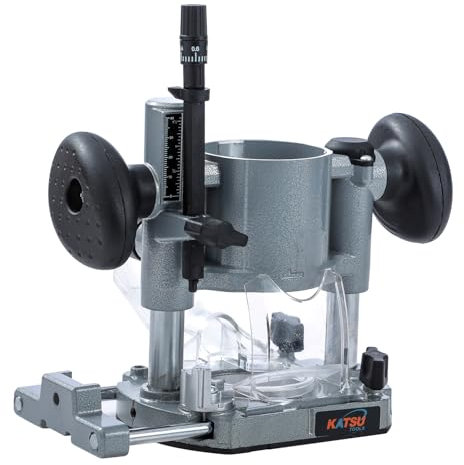 KATSU Tools Base de inmersión para recortadora, totalmente ajustable, aluminio, para fresadoras de madera eléctricas o inalámbricas con boquilla antipolvo 105421