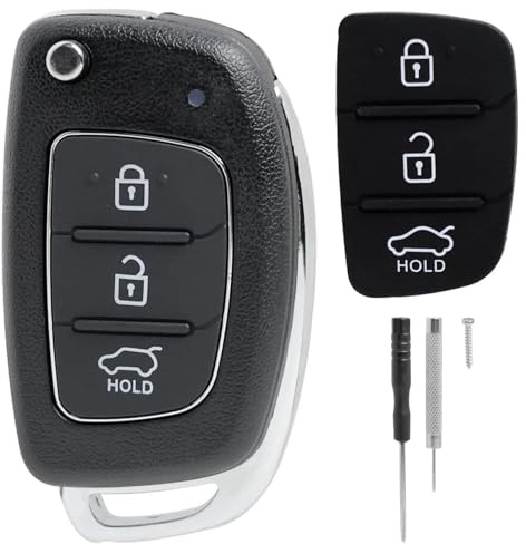 Autoschlüssel Gehäuse Kompatibel mit Hyundai I10 I20 I30 I40 Ix20 Ix30 Ix35 Ix45 Ix55 Tucson Santa Fe Elantra Accent 3 Tasten Schlüssel Fernbedienung Schlüsselgehäuse Ersatz Schlüssel
