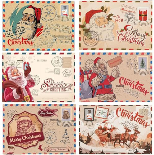 FiveMileBro 12 pezzi Cartoline di Natale, Biglietti di Natale con Buste, Biglietti d'Auguri Cartoline di Natale in Carta Kraft, per Familiari, Amici, Colleghi