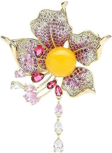 CTRSM Brosche, Broschen for Damen, modisches Accessoire, Elegante Blumenbrosche mit Fransen, Designer-Anstecknadel in Blumenform, Party- und Bankett-Brosche, Broschen for Frauen
