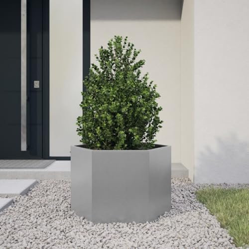 LAPOOH Pflanzkübel Sechseckig 69x60x45 Verzinkter Stahl, Blumentopf Gross, Blumenkasten Balkon, übertopf, Pflanzkasten, Flowerpot, Kräuterbeet Für Die Küche, Vertikalbeet - 851127
