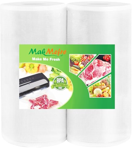 MakMeFre 2 Pack 28x1500cm Embossed Vacuum Food Sealer Bags Rolls | BPA Free Food Grade,Customized Size,Long Term Preservation Vacuum Sealer Rolls,Great for All Vacuum Sealer