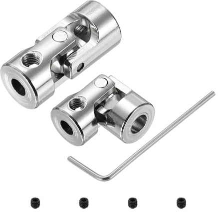 sourcing map 2pcs Universal Joint Shaft Coupling, 4mm to 5mm Inner Dia Rotatable Steering Shaft U Joints Coupler with Screws & 2mm Wrench for RC Car, Robot, Boat Drive Ship Motor Use