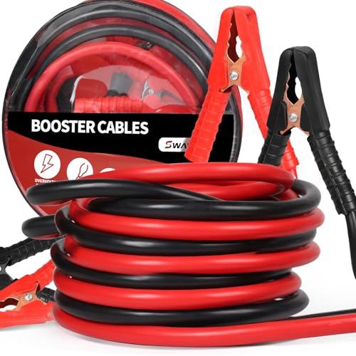 SWAWIS Pinzas Bateria Coche 4m 50mm² 3000A 12 V/24 V Pinzas Coche Cables de Puente para Baterías de Camiones Automóviles y Motocicletas con Bolsa de Almacenamiento