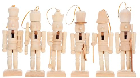 MALUGOGO 6 soldati schiaccianoci fai da te in legno verniciabili tradizionali figure per decorazioni natalizie versatili ornamenti da scrivania marionette artigianali per esposizione natalizia della