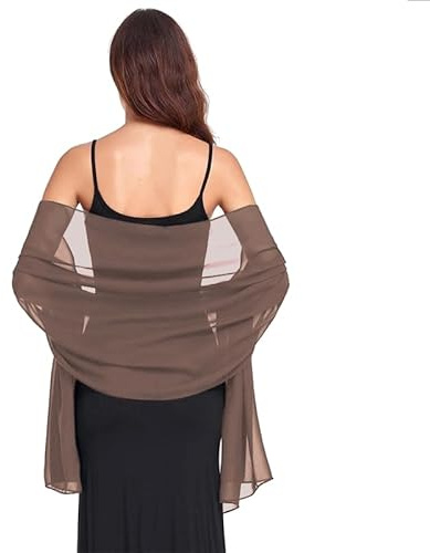 Van Der Rich ® - Estola de Gasa de Seda Bufanda Chal Ligero - Mujer (33-Topo)