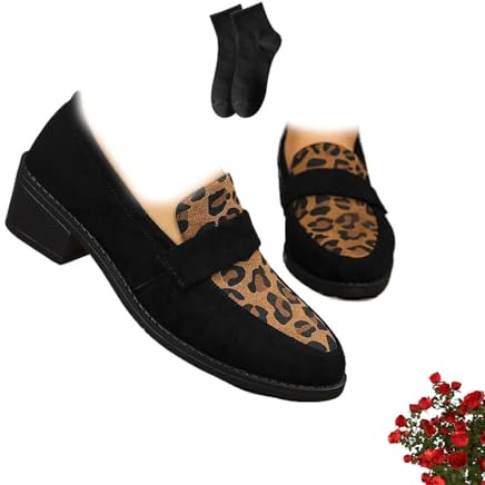 Mocasines de gamuza con tacón de bloque para mujer, cómodos, sin cordones, de plataforma gruesa, mocasines gruesos de gamuza para mujer, Black, 39.5 EU