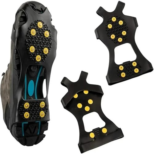 Steigeisen Steigeisen Schnee Griffe Stollen for EIS Anti Slip Gummi Traktion Wandern Gehen Klettern Joggen(XL)